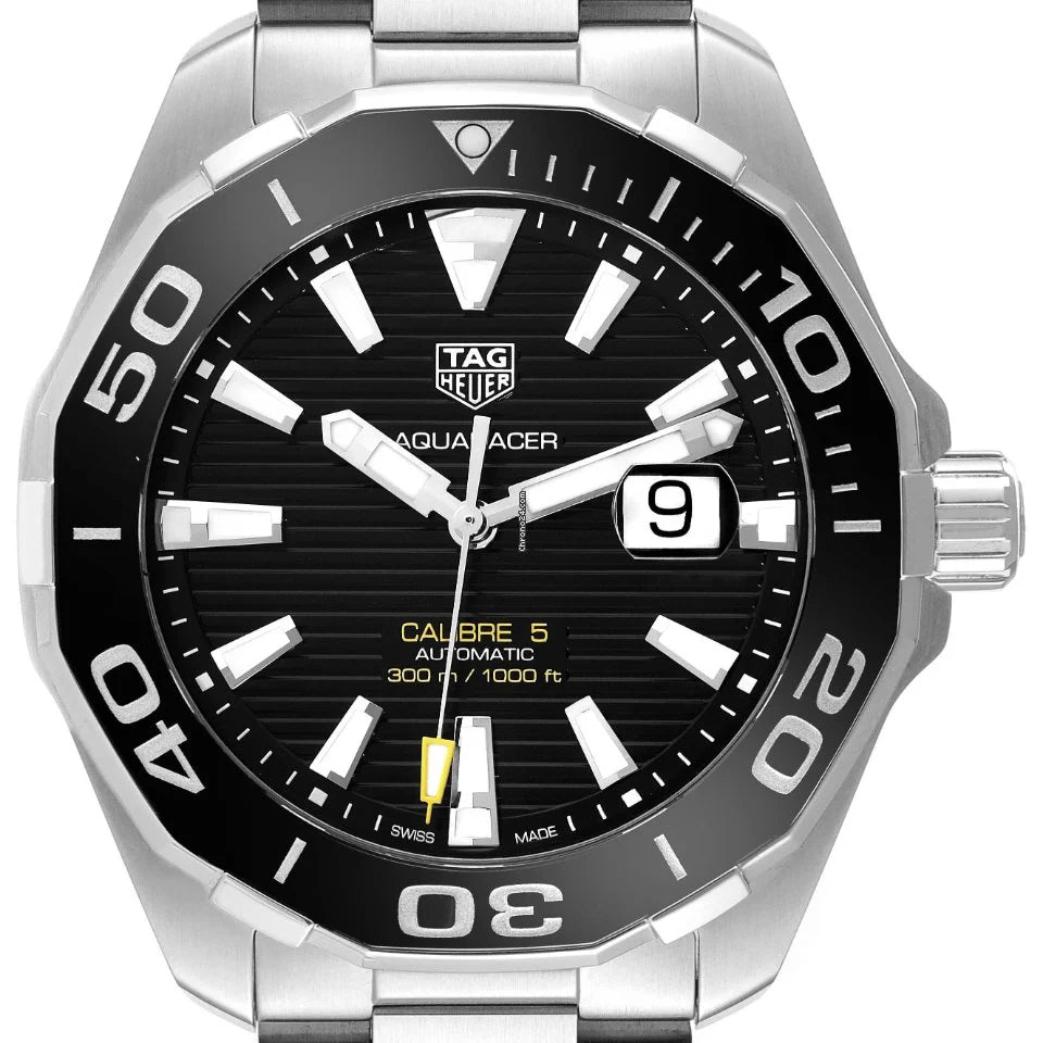  Shop Authentic Tag Heuer Aquaracer Caliber 5 Black Dial Silver Steel Strap Watch for Men - WAY201A .BA0927 - Luxxuri