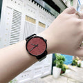  Shop Authentic Calvin Klein Even Maroon Dial Black Leather Strap Watch for Men - K7B214CP - Luxxuri