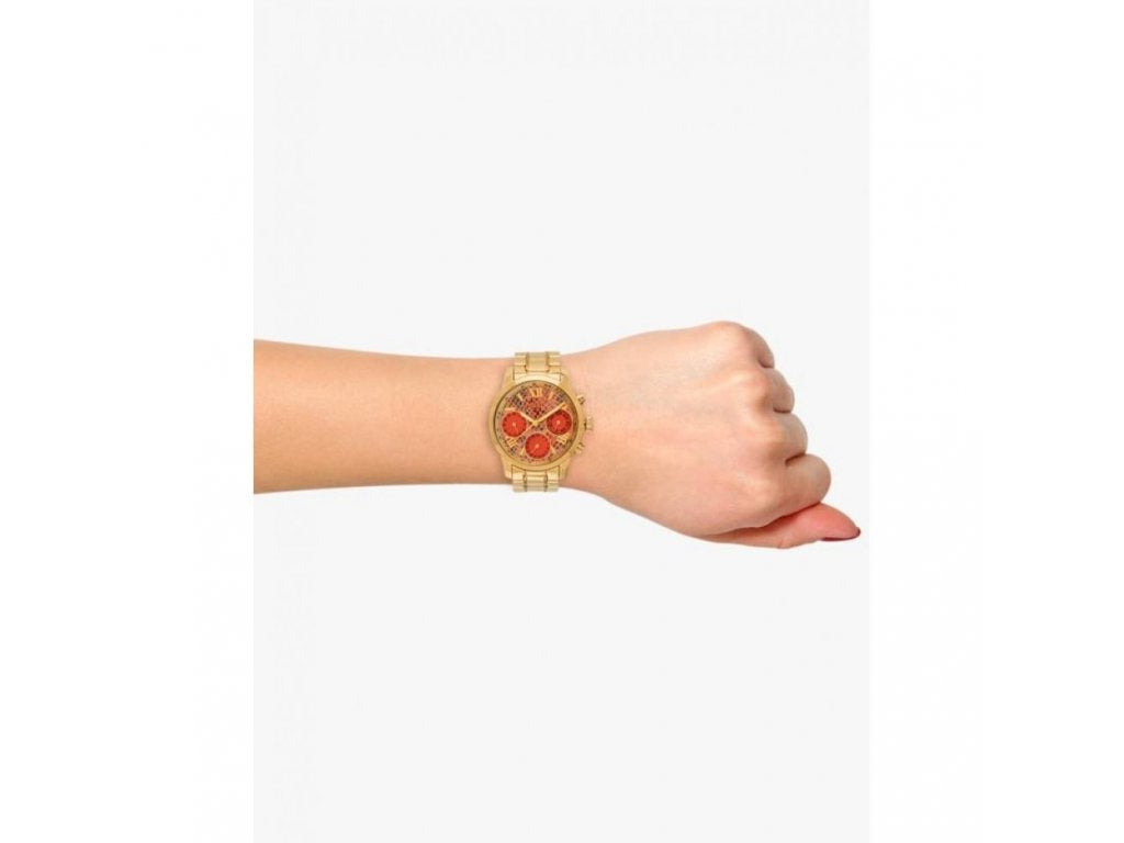  Shop Authentic Guess Mini Sunrise Quartz Analog Orange Dial Gold Steel Strap Watch For Women - W0448L7 - Luxxuri