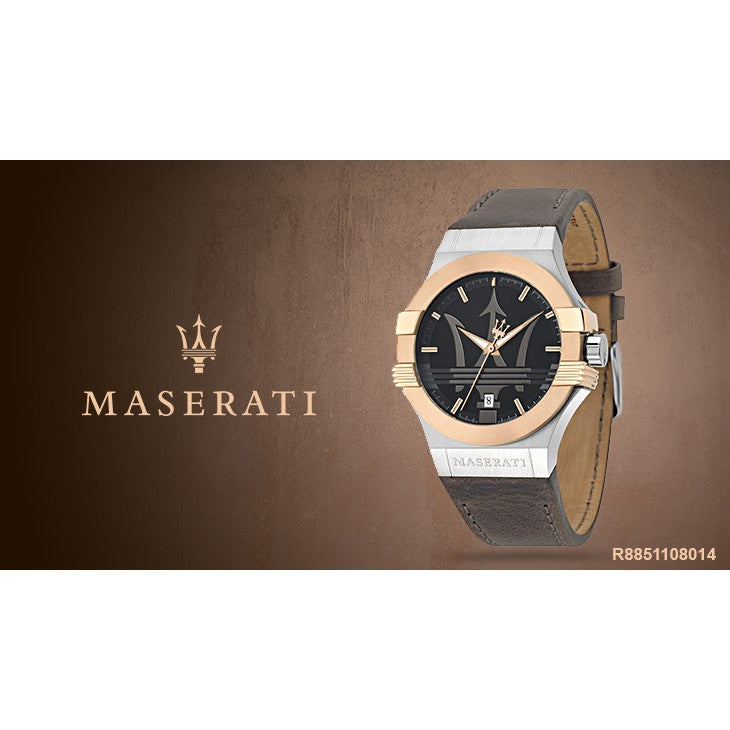  Shop Authentic Maserati Potenza Black Dial Brown Leather Strap Watch For Men - R8851108014 - Luxxuri