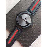  Shop Authentic Gucci Interlocking G XL Black Dial Red & Green Leather Strap Watch For Men - YA133206 - Luxxuri