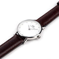  Shop Authentic Daniel Wellington Classy Bristol White Dial Brown Leather Strap Watch For Women - DW00100070 - Luxxuri