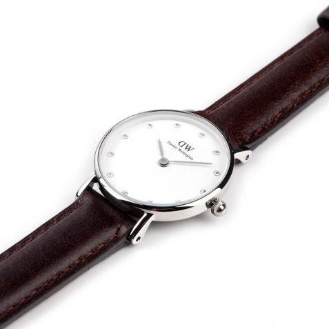  Shop Authentic Daniel Wellington Classy Bristol White Dial Brown Leather Strap Watch For Women - DW00100070 - Luxxuri