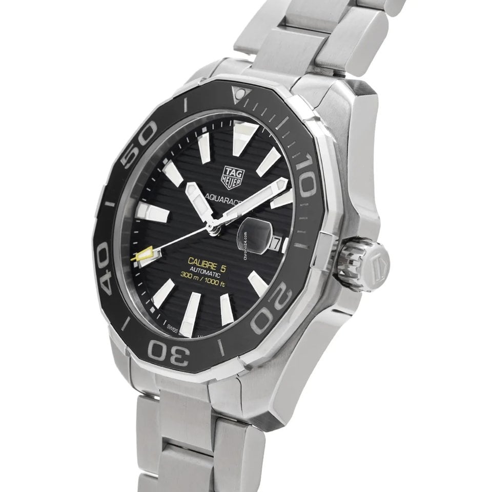  Shop Authentic Tag Heuer Aquaracer Caliber 5 Black Dial Silver Steel Strap Watch for Men - WAY201A .BA0927 - Luxxuri