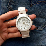  Shop Authentic Fossil Ceramic White Dial White Ceramic Strap Watch for Women - CE1002 - Luxxuri