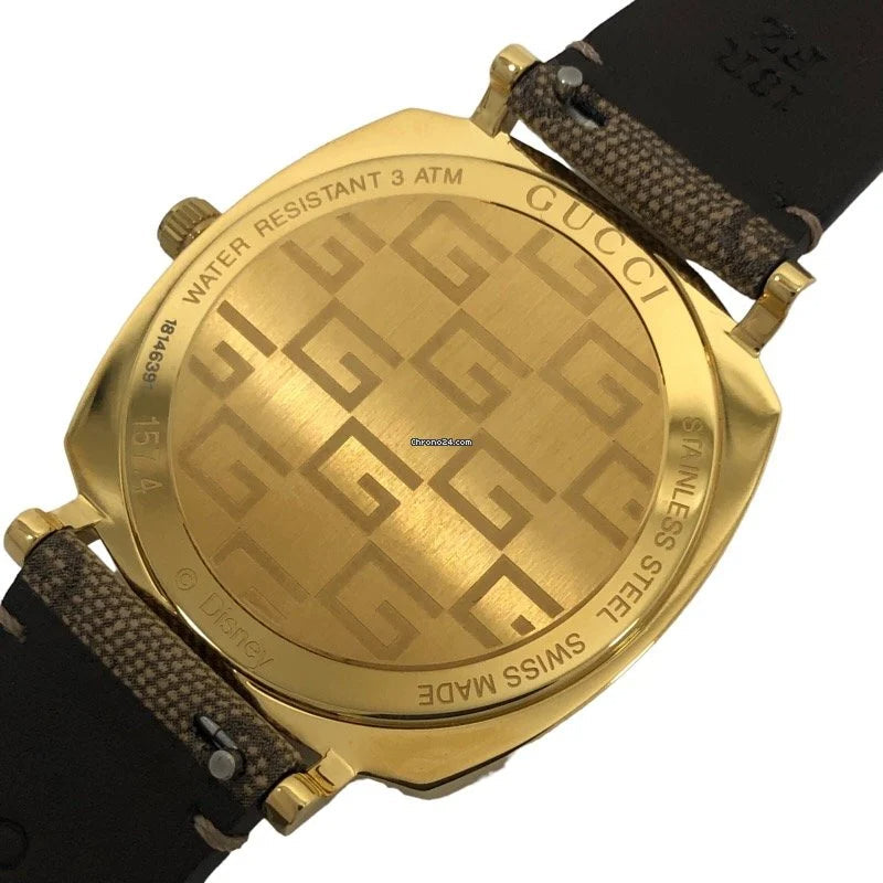  Shop Authentic Gucci Grip Disney Mickey Mouse Gold Dial Brown Leather Strap Watch For Women - YA157420 - Luxxuri