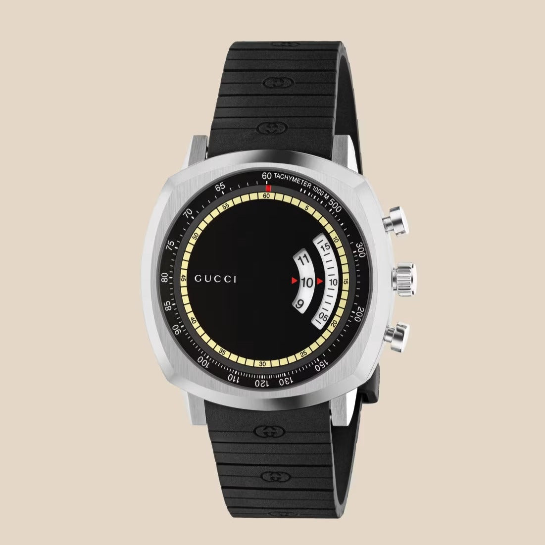  Shop Authentic Gucci Grip Chronograph Black Dial Black Rubber Strap Watch For Men - YA157301 - Luxxuri