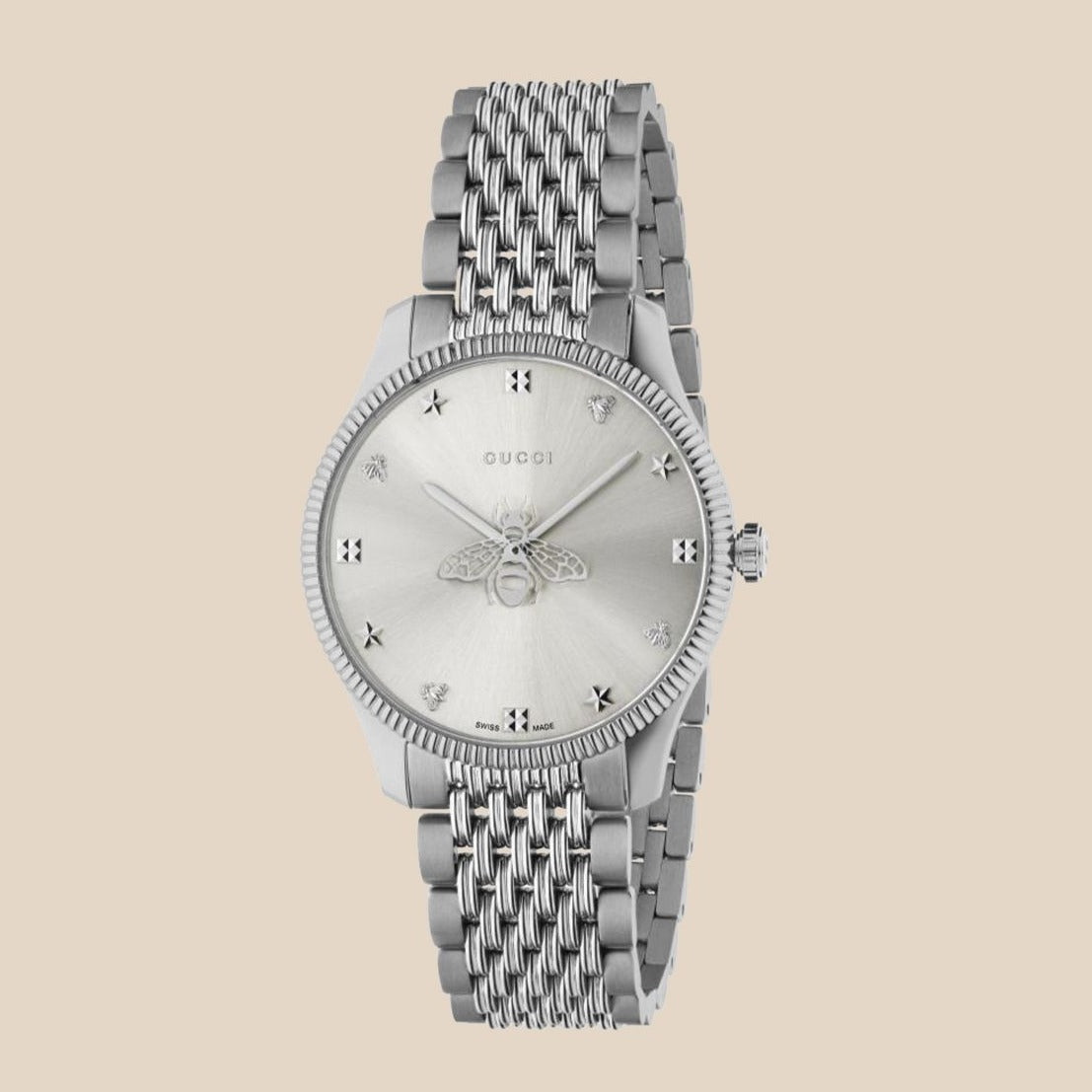  Shop Authentic Gucci G Timeless Quartz Silver Dial Silver Steel Strap Watch For Women - YA1264153 - Luxxuri