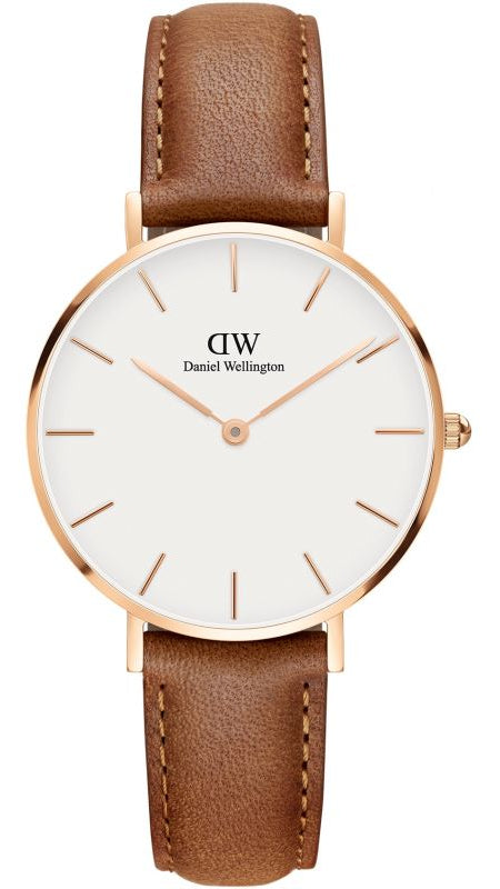 Shop Authentic Daniel Wellington Petite Durham White Dial Brown Leather Strap Watch For Women - DW00100172 - Luxxuri