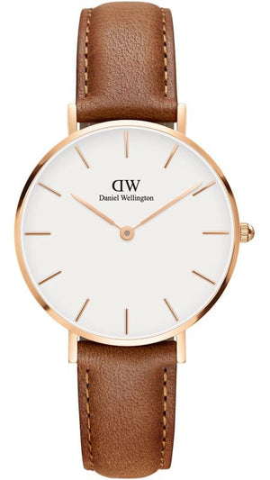  Shop Authentic Daniel Wellington Petite Durham White Dial Brown Leather Strap Watch For Women - DW00100172 - Luxxuri