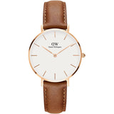  Shop Authentic Daniel Wellington Petite Durham White Dial Brown Leather Strap Watch For Women - DW00100172 - Luxxuri