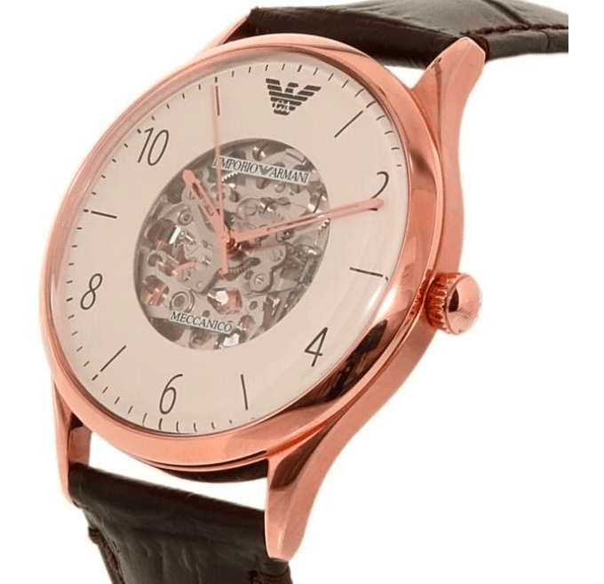  Shop Authentic Emporio Armani Meccanico White Dial Brown Leather Strap Watch For Men - AR1920 - Luxxuri