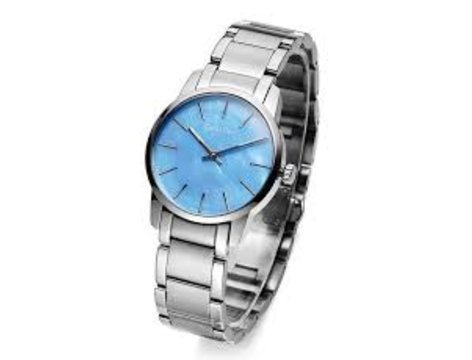 Shop Authentic Calvin Klein City Mother of Pearl Blue Dial Silver Steel Strap Watch for Women - K2G2314X - Luxxuri