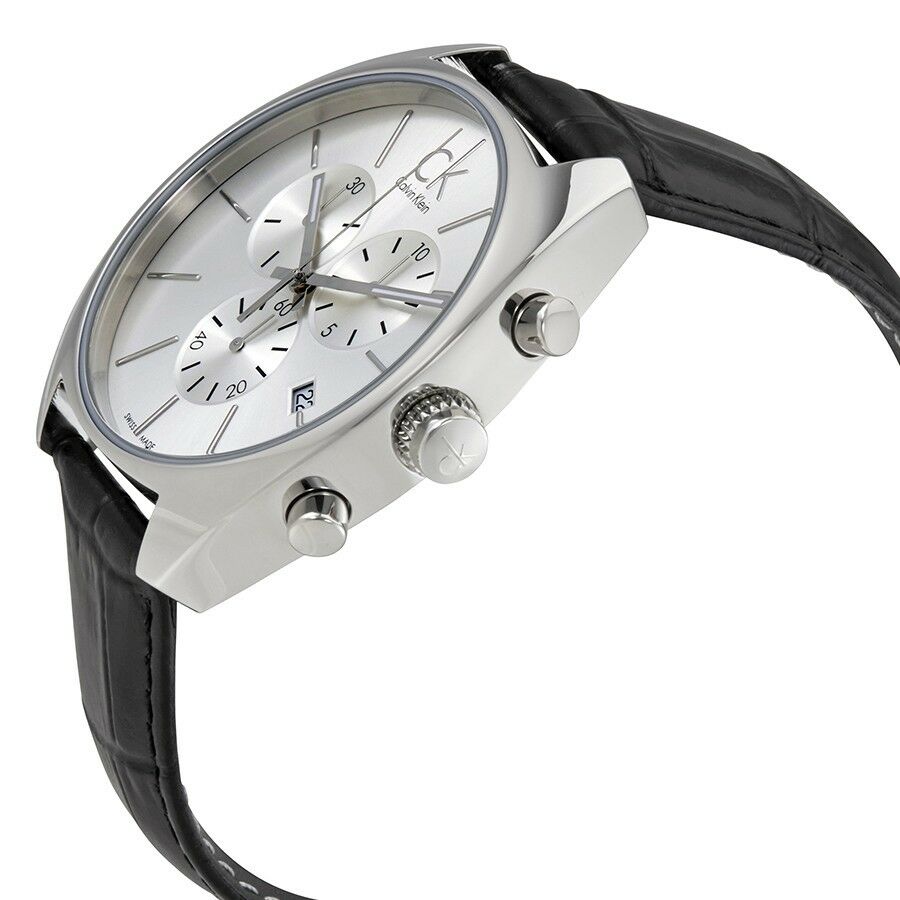  Shop Authentic Calvin Klein Masculine Chronograph White Dial Black Leather Strap Watch for Men - K2H27120 - Luxxuri