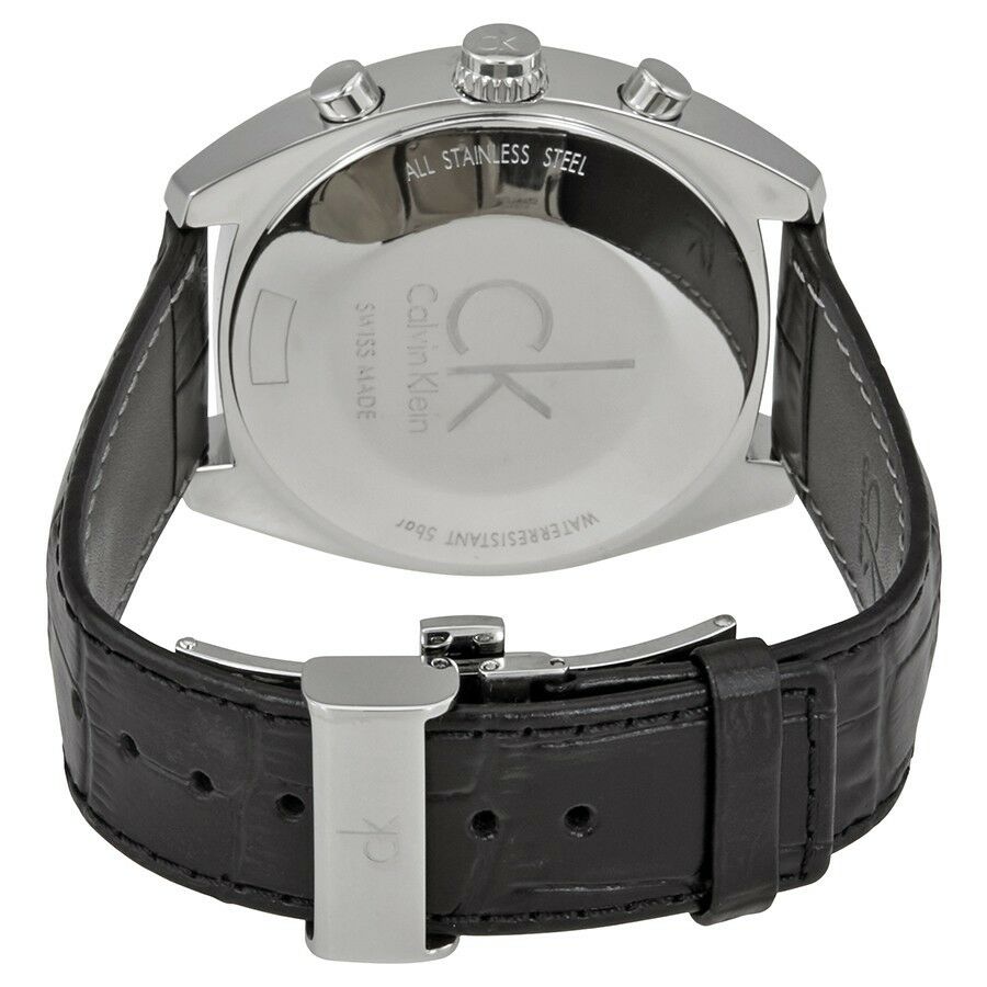 Shop Authentic Calvin Klein Masculine Chronograph White Dial Black Leather Strap Watch for Men - K2H27120 - Luxxuri