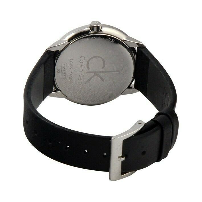  Shop Authentic Calvin Klein Minimal Grey Dial Black Leather Strap Watch for Men - K3M221C4 - Luxxuri