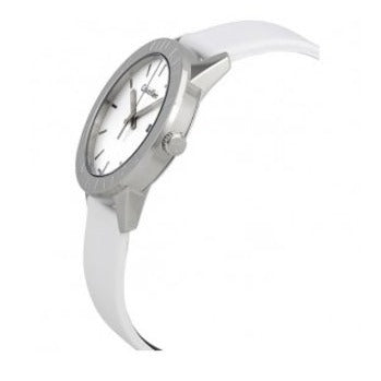  Shop Authentic Calvin Klein Steady Silver Dial White Leather Strap Watch for Women - K7Q211L6 - Luxxuri