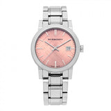  Shop Authentic Burberry The City Pink Dial Silver Steel Strap Watch for Women - BU9124 - Luxxuri