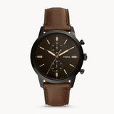  Shop Authentic Fossil Townsman Chronograph Black Dial Brown Leather Strap Watch for Men - FS5437 - Luxxuri