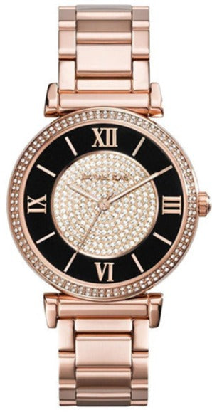  Shop Authentic Michael Kors Catlin Black Dial Rose Gold Steel Strap Watch for Women - MK3339 - Luxxuri