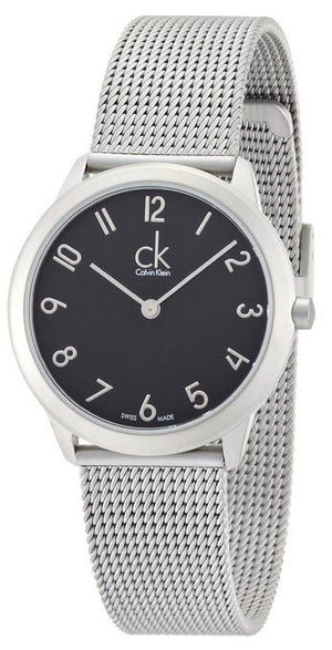  Shop Authentic Calvin Klein Minimal Black Dial Silver Mesh Bracelet Watch for Women - K3M52151 - Luxxuri