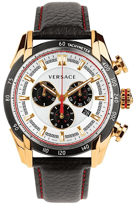  Shop Authentic Versace V-Ray Chronograph White Dial Black Leather Strap Watch for Men - VDB040014 - Luxxuri