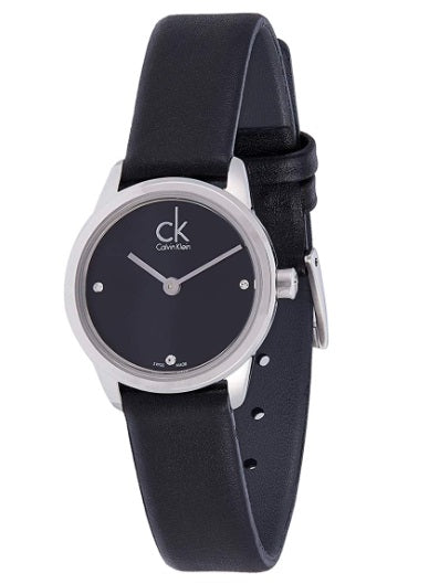  Shop Authentic Calvin Klein Minimal Black Dial Black Leather Strap Watch for Women - K3M231C4 - Luxxuri