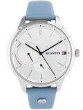  Shop Authentic Tommy Hilfiger Brooke Silver Dial Blue Leather Strap Watch for Women - 1782023 - Luxxuri