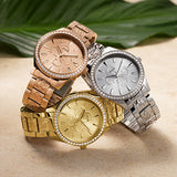  Shop Authentic Guess Sassy Analog Quartz Gold Dial Gold Steel Strap Watch For Women - W0705L2 - Luxxuri