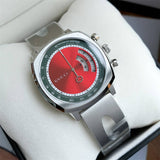  Shop Authentic Gucci Grip Quartz Chronograph Red Dial Silver Steel Strap Watch For Men - YA157303 - Luxxuri