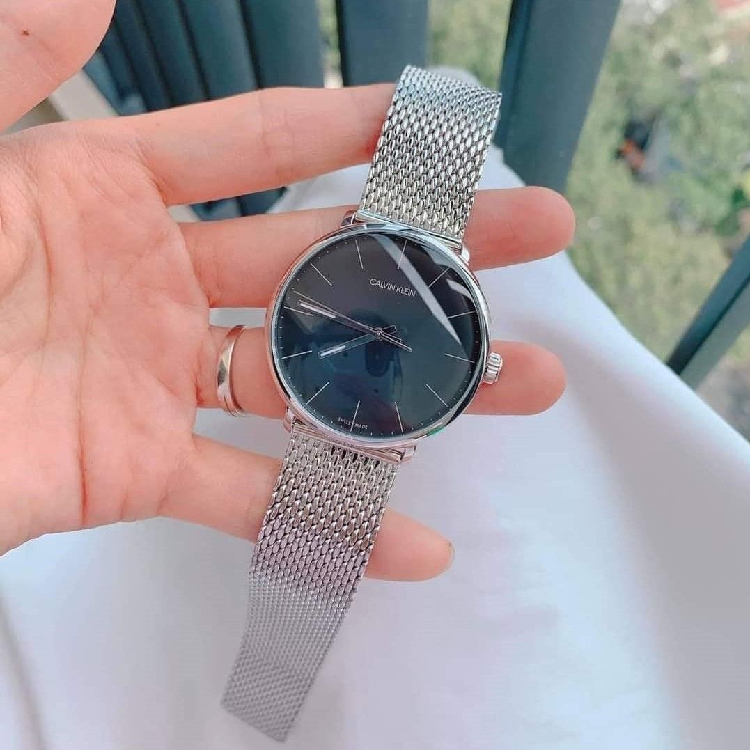  Shop Authentic Calvin Klein High Noon Black Dial Silver Mesh Bracelet Watch for Men - K8M21121 - Luxxuri