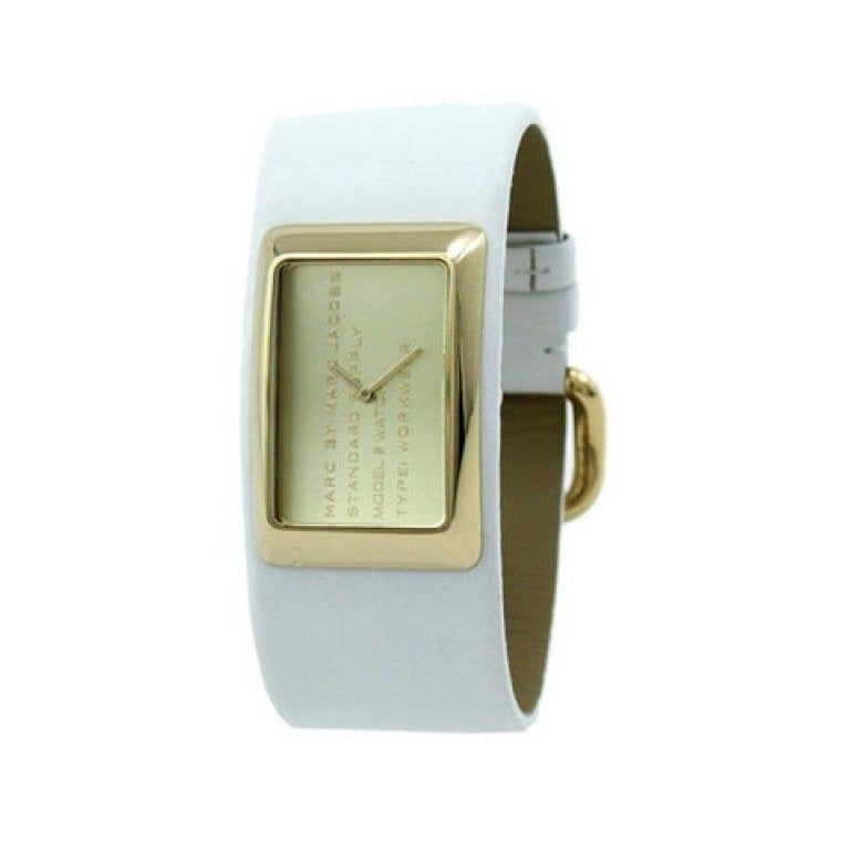  Shop Authentic Marc Jacobs Champagne Dial White Leather Strap Watch for Women - MBM2043 - Luxxuri