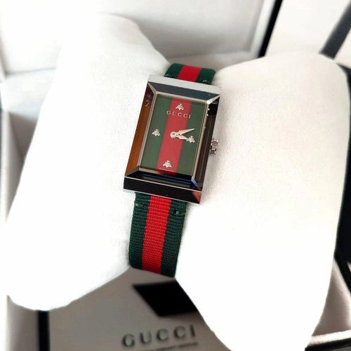  Shop Authentic Gucci G-Frame Mother of Pearl Dial Two Tone Nylon Strap Watch For Women - YA147404 - Luxxuri