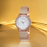  Shop Authentic Guess Chelsea Mother of Pearl White Dial Rose Gold Mesh Strap Watch For Women - W0647L2 - Luxxuri