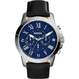  Shop Authentic Fossil Grant Chronograph Blue Dial Black Leather Strap Watch for Men - FS4990 - Luxxuri