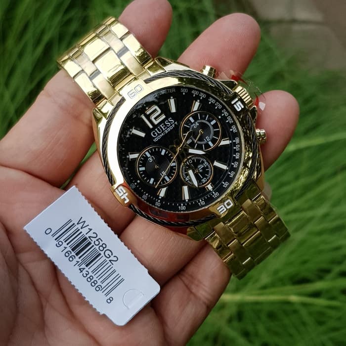  Shop Authentic Guess Surge Chronograph Black Dial Gold Steel Strap Watch for Men - W1258G2 - Luxxuri
