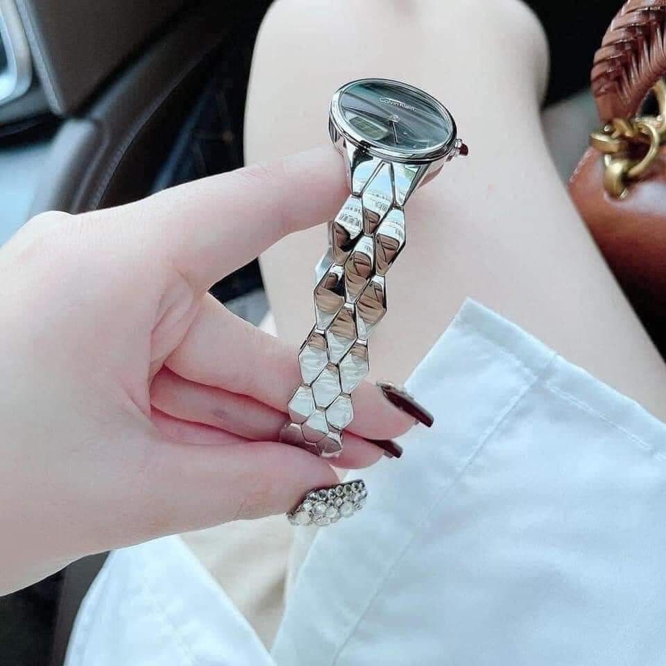  Shop Authentic Calvin Klein Snake Black Dial Silver Steel Strap Watch For Women - K6E23141 - Luxxuri