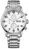  Shop Authentic Hugo Boss Aeroliner Chronograph White Dial Silver Steel Strap Watch for Men - 1513182 - Luxxuri