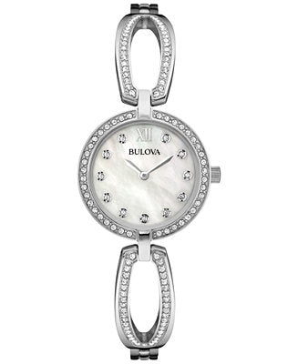  Shop Authentic Bulova Crystal Collection Mother of Pearl Dial Silver Steel Strap Watch for Women - 96L223 - Luxxuri