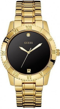  Shop Authentic Guess Classic Diamonds Black Dial Gold Steel Strap Watch for Men - W0416G2 - Luxxuri