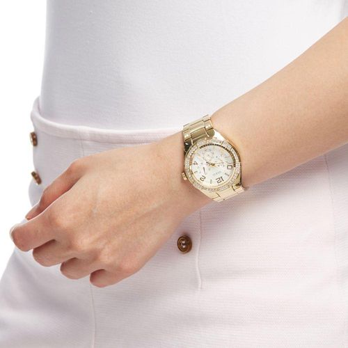  Shop Authentic Guess Luna Diamonds White Dial Gold Steel Strap Watch for Women - W0729L2 - Luxxuri