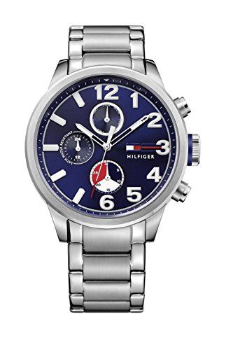  Shop Authentic Tommy Hilfiger Jackson Chronograph Blue Dial Silver Steel Strap Watch for Men - 1791242 - Luxxuri