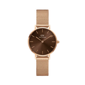  Shop Authentic Daniel Wellington Petite Amber Brown Dial Gold Mesh Strap Watch For Women - DW00100476 - Luxxuri