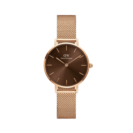  Shop Authentic Daniel Wellington Petite Amber Brown Dial Gold Mesh Strap Watch For Women - DW00100476 - Luxxuri