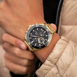  Shop Authentic Tommy Hilfiger Larson Chronograph Black Dial Gold Steel Strap Watch For Men - 1791919 - Luxxuri