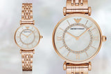  Shop Authentic Emporio Armani Gianni T Bar Mother of Pearl Rose Gold Stainless Steel Strap Watch For Women - AR1909 - Luxxuri