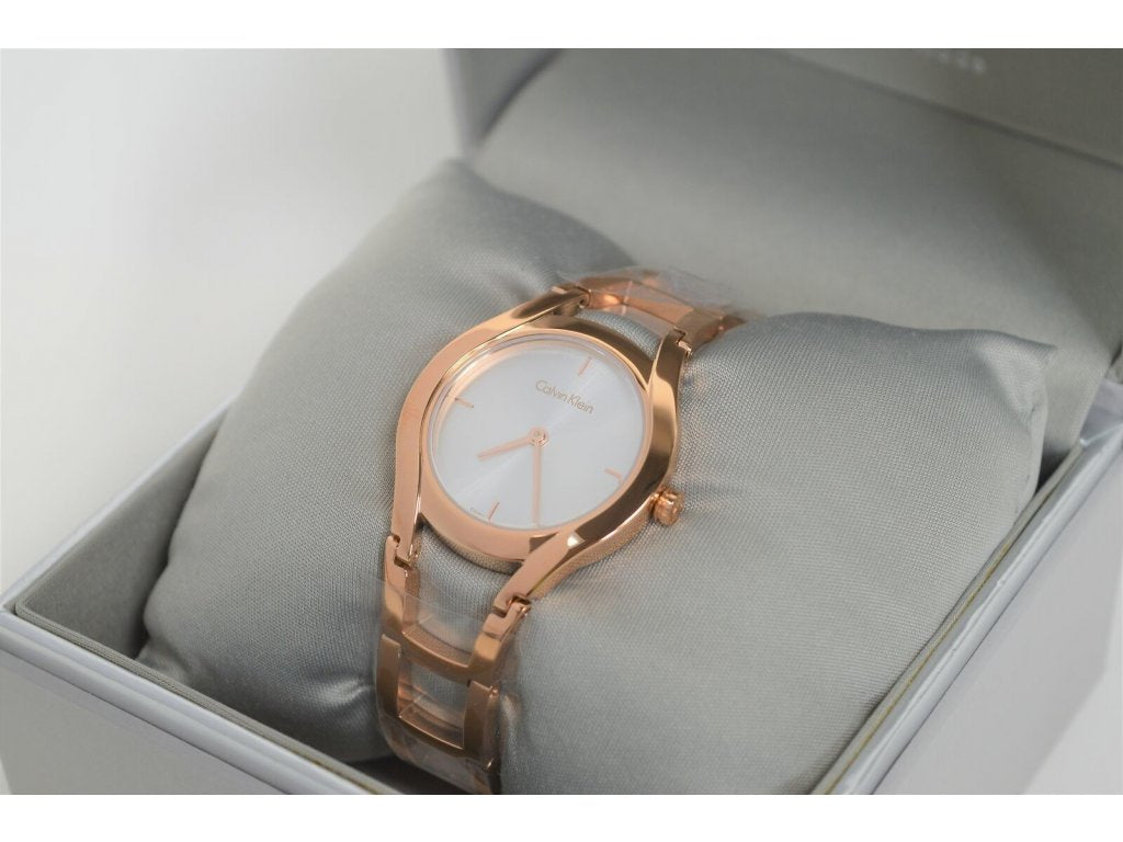  Shop Authentic Calvin Klein Class White Dial Rose Gold Steel Strap Watch for Women - K6R23626 - Luxxuri