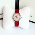  Shop Authentic Gucci G Timeless Quartz Diamonds Pink Dial Red Leather Strap Watch For Women - YA1265017 - Luxxuri