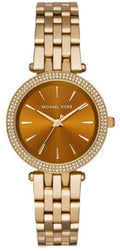 Michael Kors Darci Amber Dial Gold Steel Strap Watch for Women - MK3408