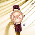  Shop Authentic Michael Kors Parker Rose Gold Dial Maroon Leather Strap Watch For Women - MK2974 - Luxxuri